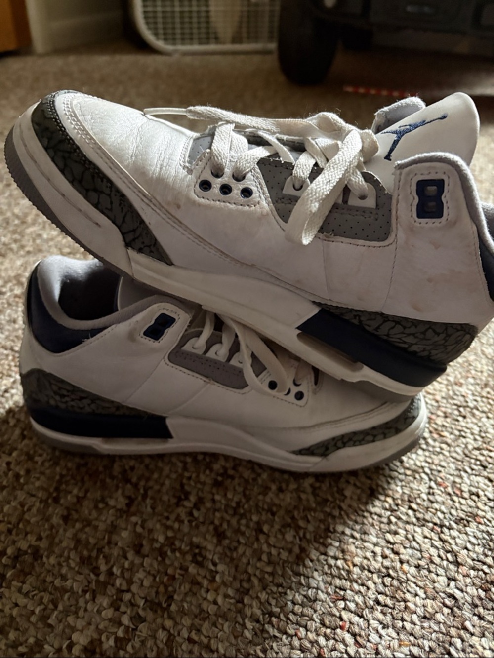 Jordan White Navy Retro Basketball Shoes